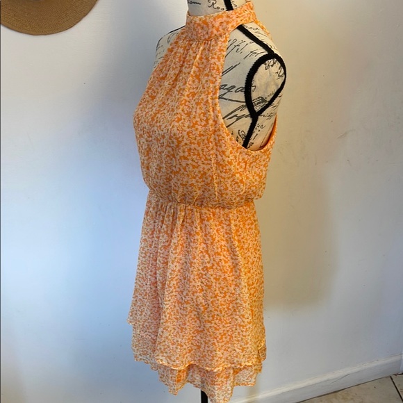 NWT Sienna Sky Orange Floral Dress chiffon like layers halter Medium - Picture 2 of 9
